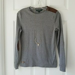 Ralph Lauren gray long sleeve with faux suede